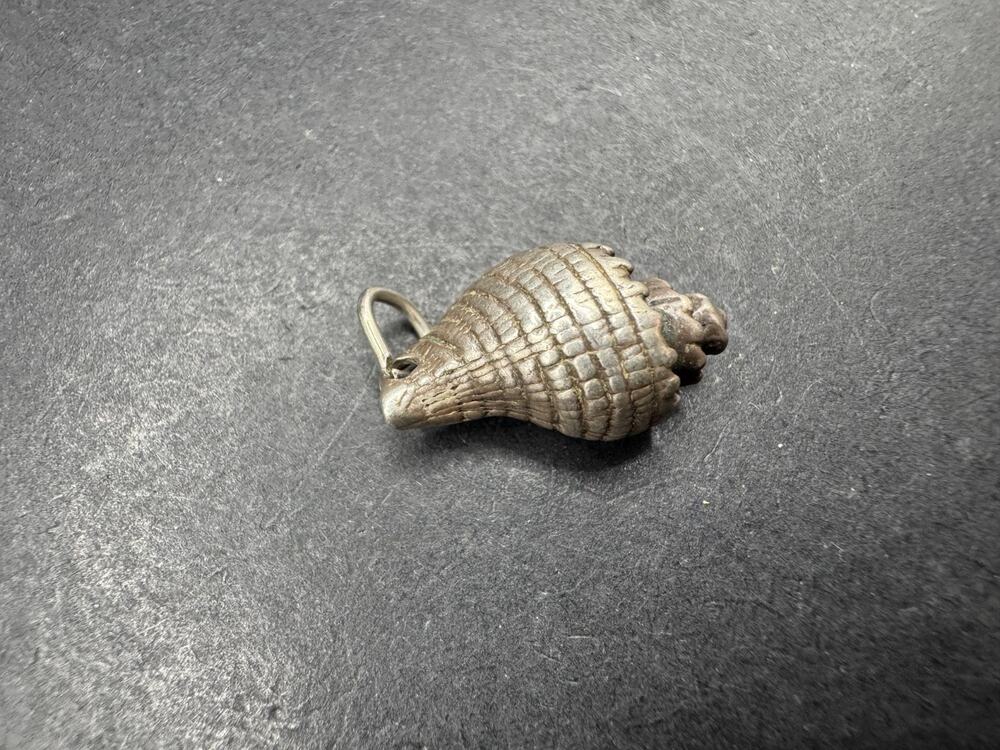 Vtg 925 Solid Sterling Silver Conch Sea Shell 3D Charm Pendant 17.6mm